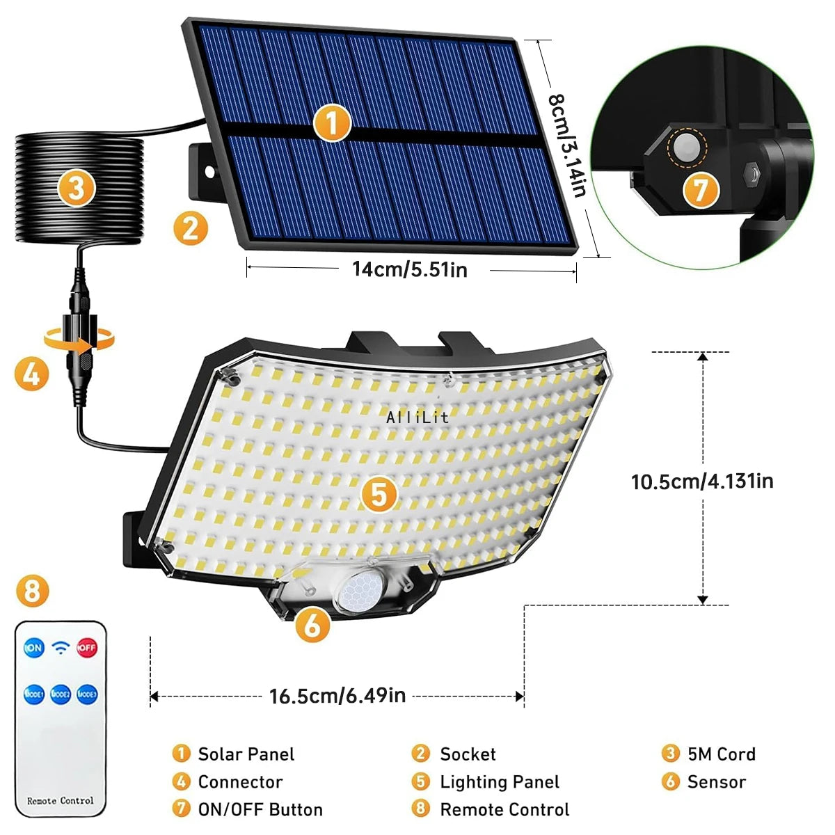 Lumière solaire avec détecteur de mouvement